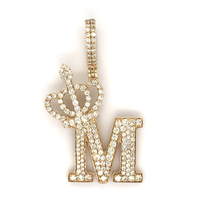 1.30 CT Letter "M" Queen Crown Diamond Pendant