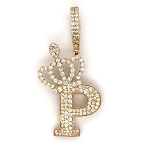 1.30 CT Letter "P" Queen Crown Diamond Pendant